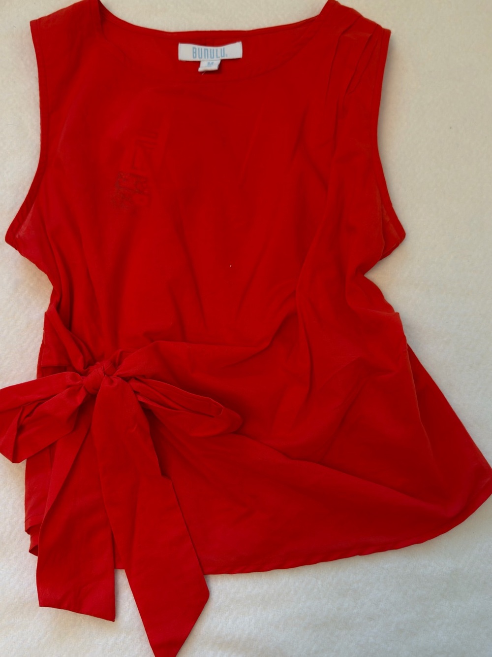 Red Sleeveless Tie-Waist Top
